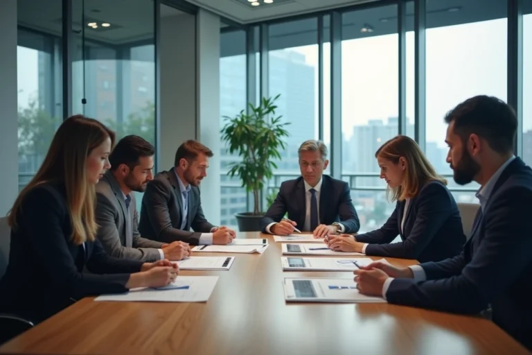 Groupe de professionnels autour d'une table de réunion